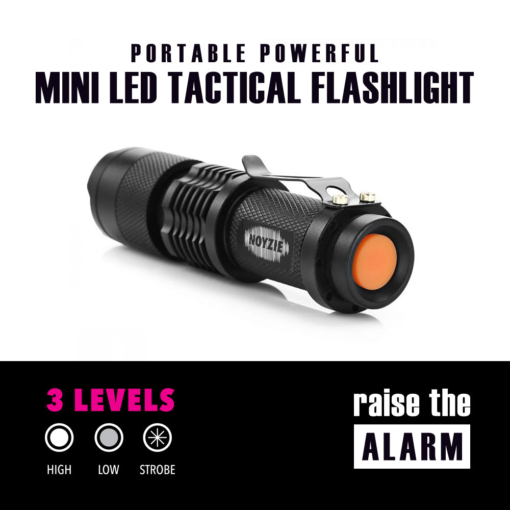 Noyzie Mini Metal Tactical Clip On Pocket Flashlight TWIN PACK